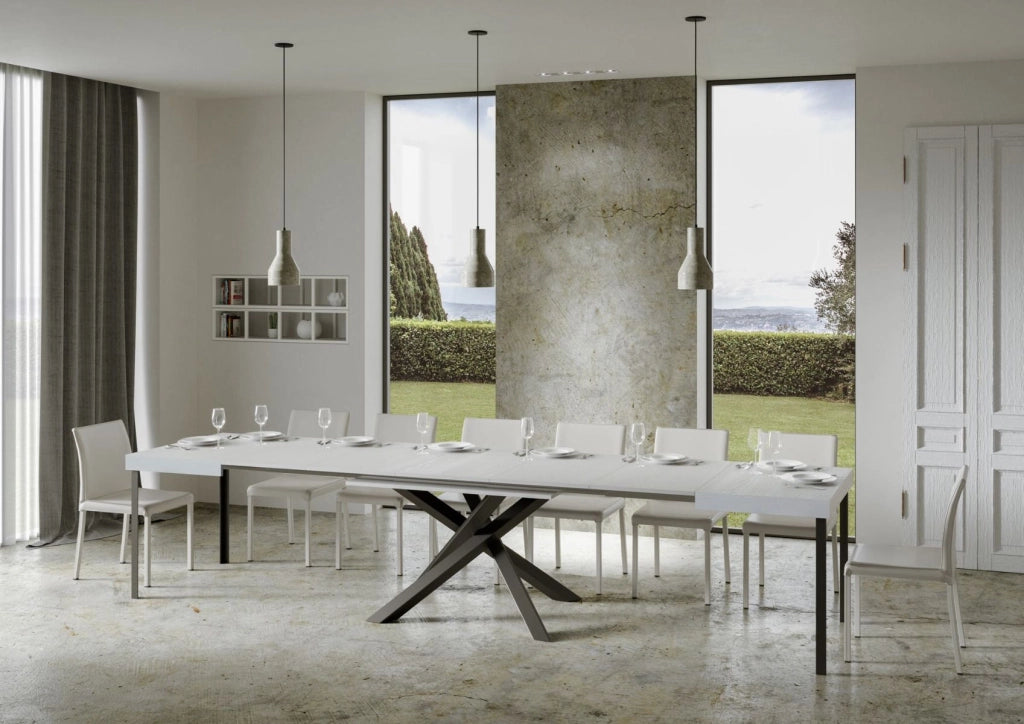 Tavolo Allungabile 200-460x90x77 cm Volantis Bianco Frassino Telaio Antracite