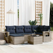 Set Divani da Giardino 7 pz con Cuscini Grigio in Polyrattan 3220470