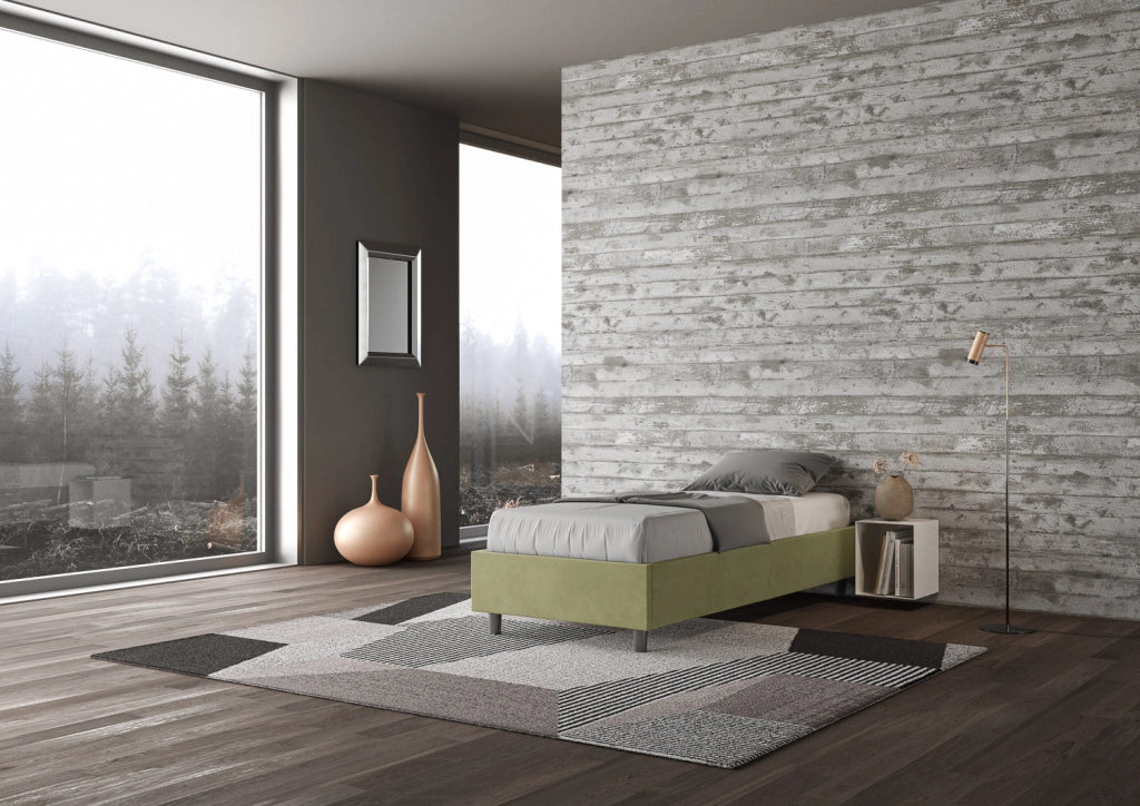 Letto 1 Piazza e Mezzo Sommier 120x190 cm con Rete Azelia Tè Verde