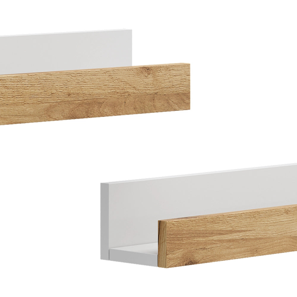 Vicco Scaffale a muro Rovere bianco/dorato 60 x 10 cm Set di 2