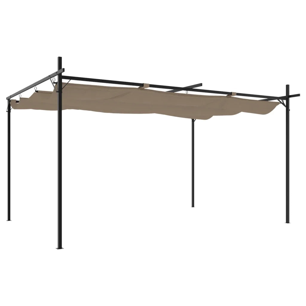 Pergola con Tetto Retrattile Tortora 395x292x230 cm CFW5802528