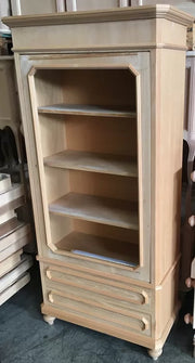 vetrina in legno 1 anta 2 cassetti grezzo  l.95 p.45 h.192 - Mobili 2G