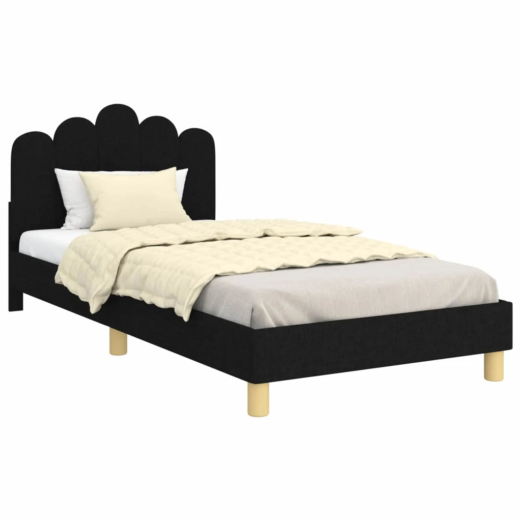 Struttura letto bambini con testata-Giroletto per bambini Nero 90 x 200 cm Tessuto 132026