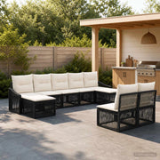Set Divano da Giardino 9 pz Nero polyrattan 3436120