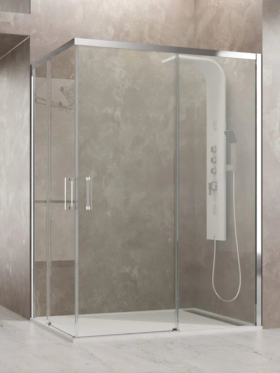 Box doccia angolare AKTUAL ingresso ad angolo 100x70 cm cromo vetro trasparente