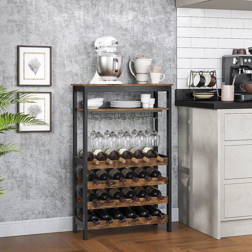 Portabottiglie VALORA, stile loft rustico marrone per 24 bottiglie KWR028B01