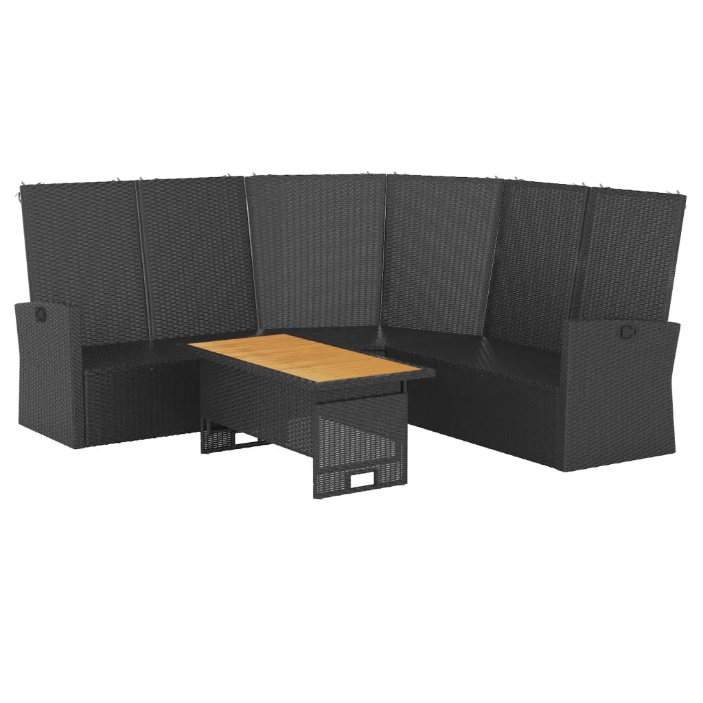 Set da Giardino 2 pz con Cuscini Nero in Polyrattan 362175