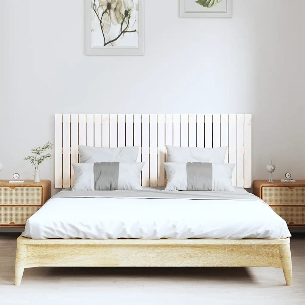 Testiera da Parete Bianca 159,5x3x60 cm Legno Massello di Pino 824849