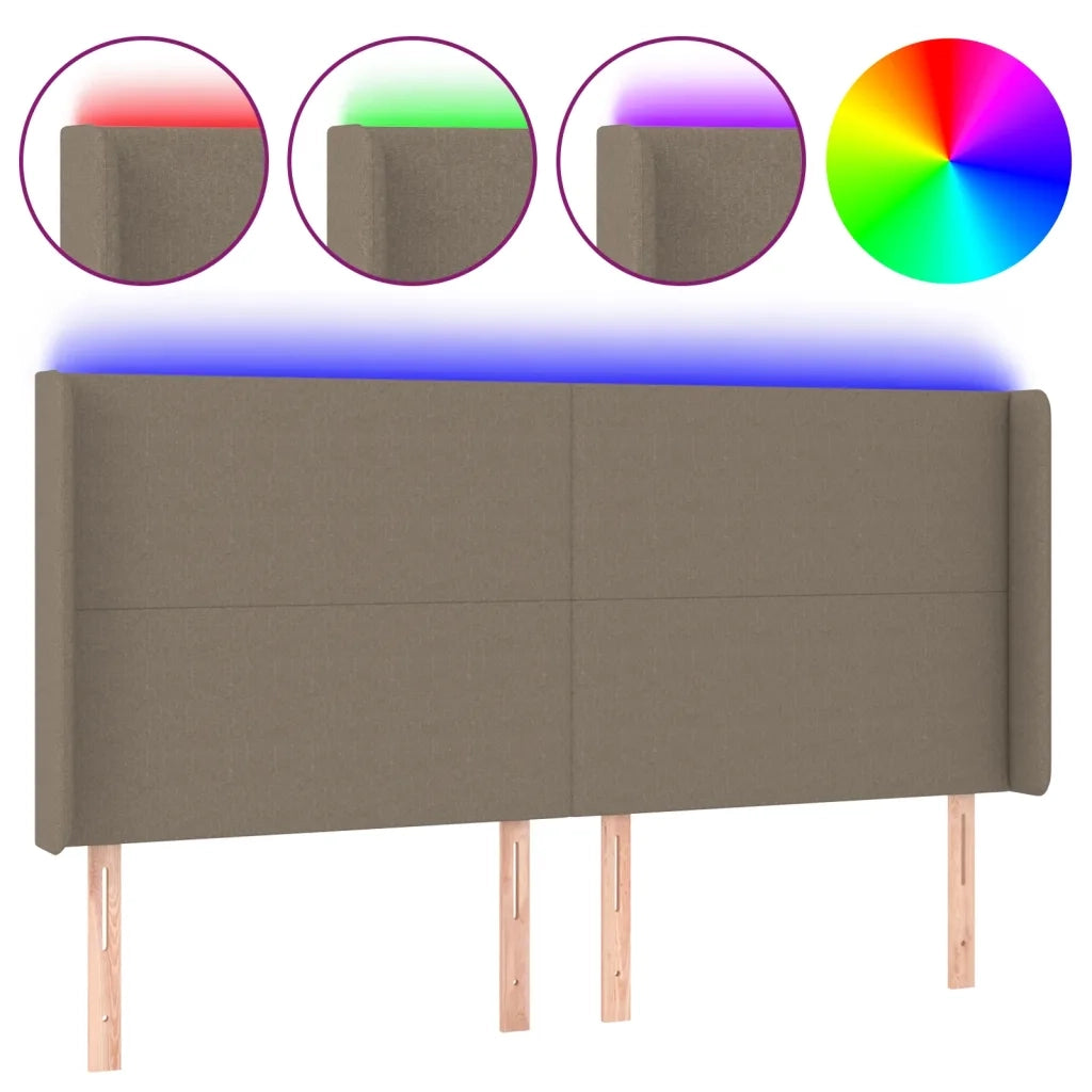 Testiera a LED-Testata con LED Tortora 183x16x118/128 cm in Tessuto 293768