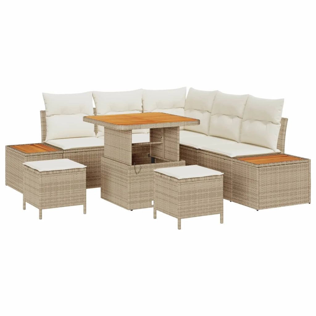 Set Divano da Giardino con cuscino 8 pcs Beige e Crema 3363301