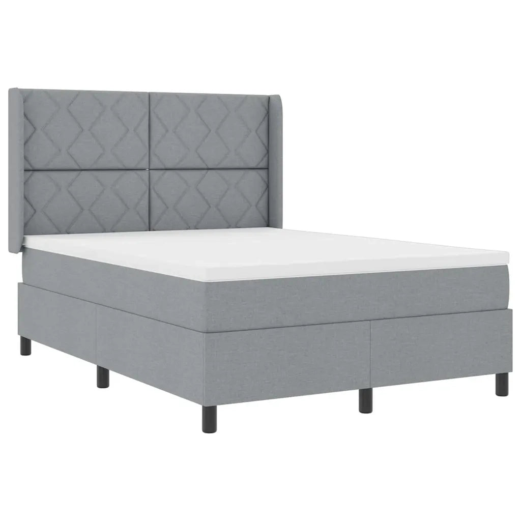 Letto a Sorgente LED Grigio chiaro 160 x 200 cm Tessuto