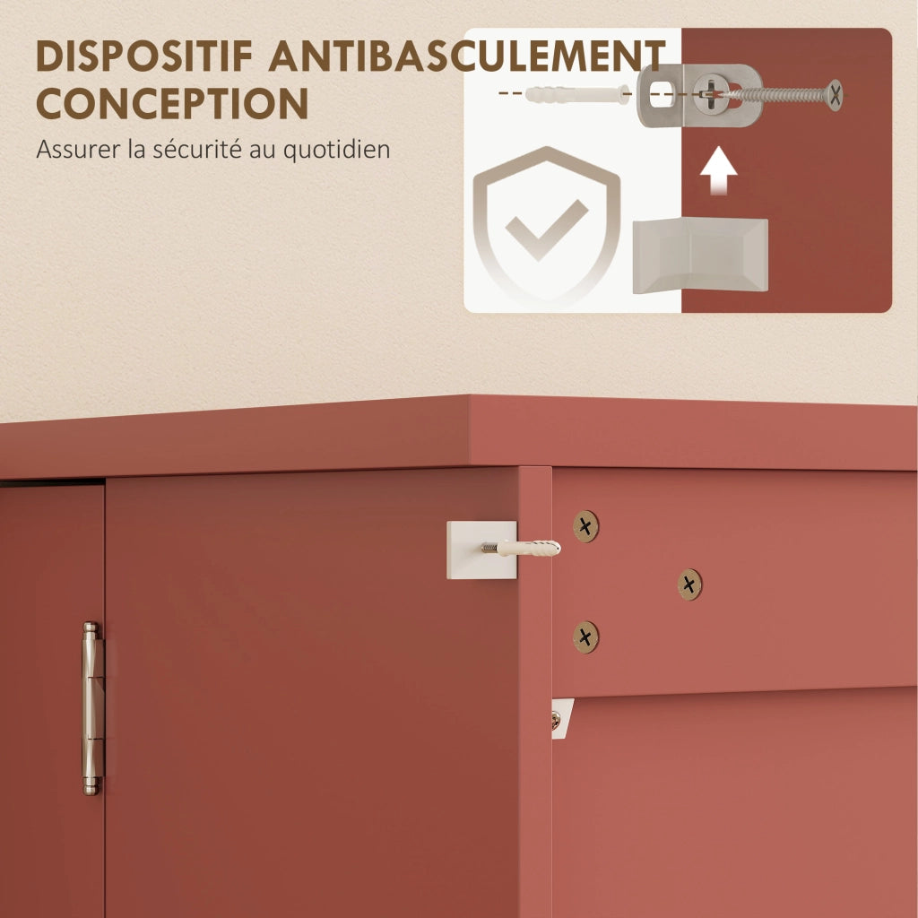 Credenza Cucina 5 Ripiani ¨C Xylo ¨C Porte Regolabili 60x40x120cm Effetto Legno Rosso