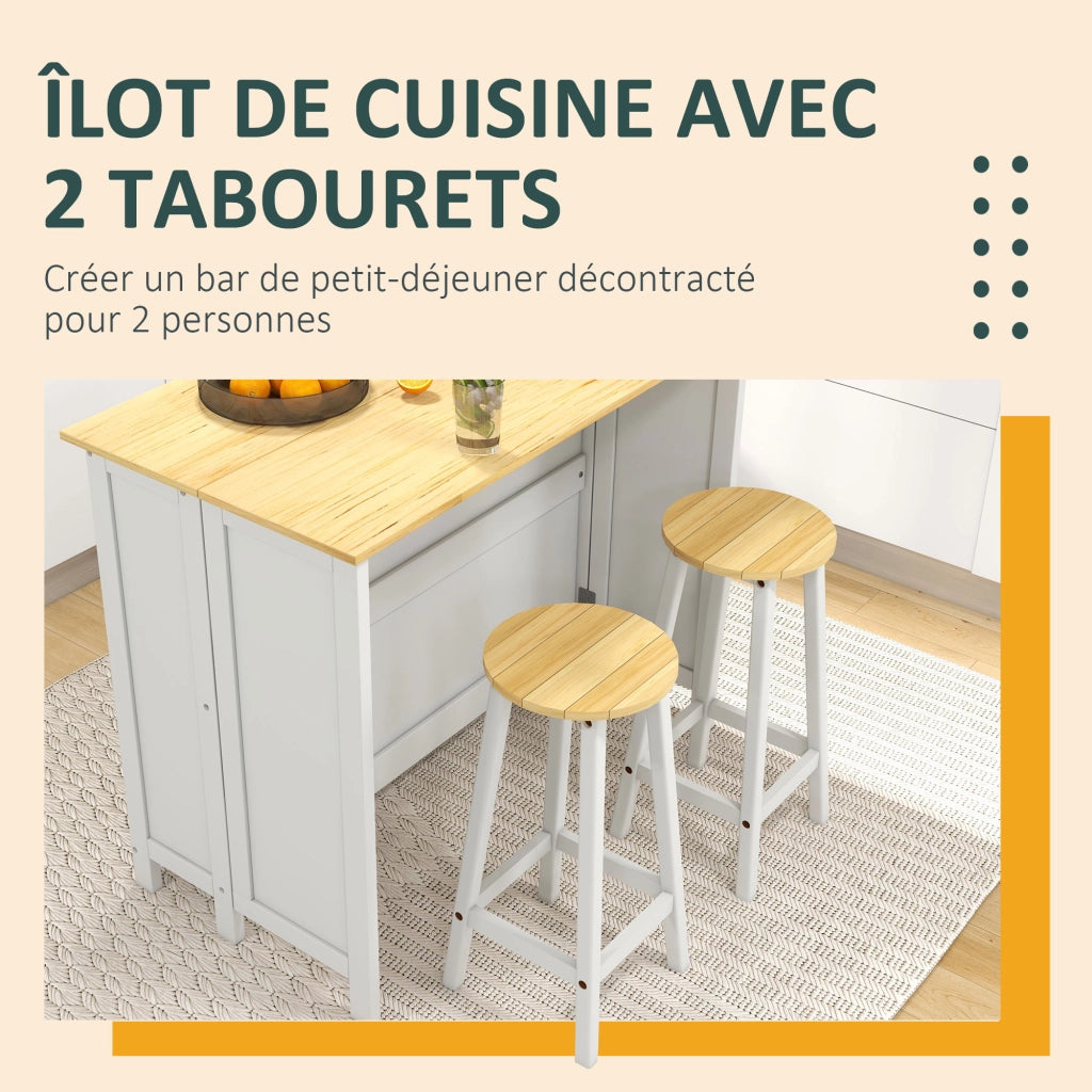 Tavolo da cucina con isola e 2 sgabelli ¨C Minimal ¨C bianco