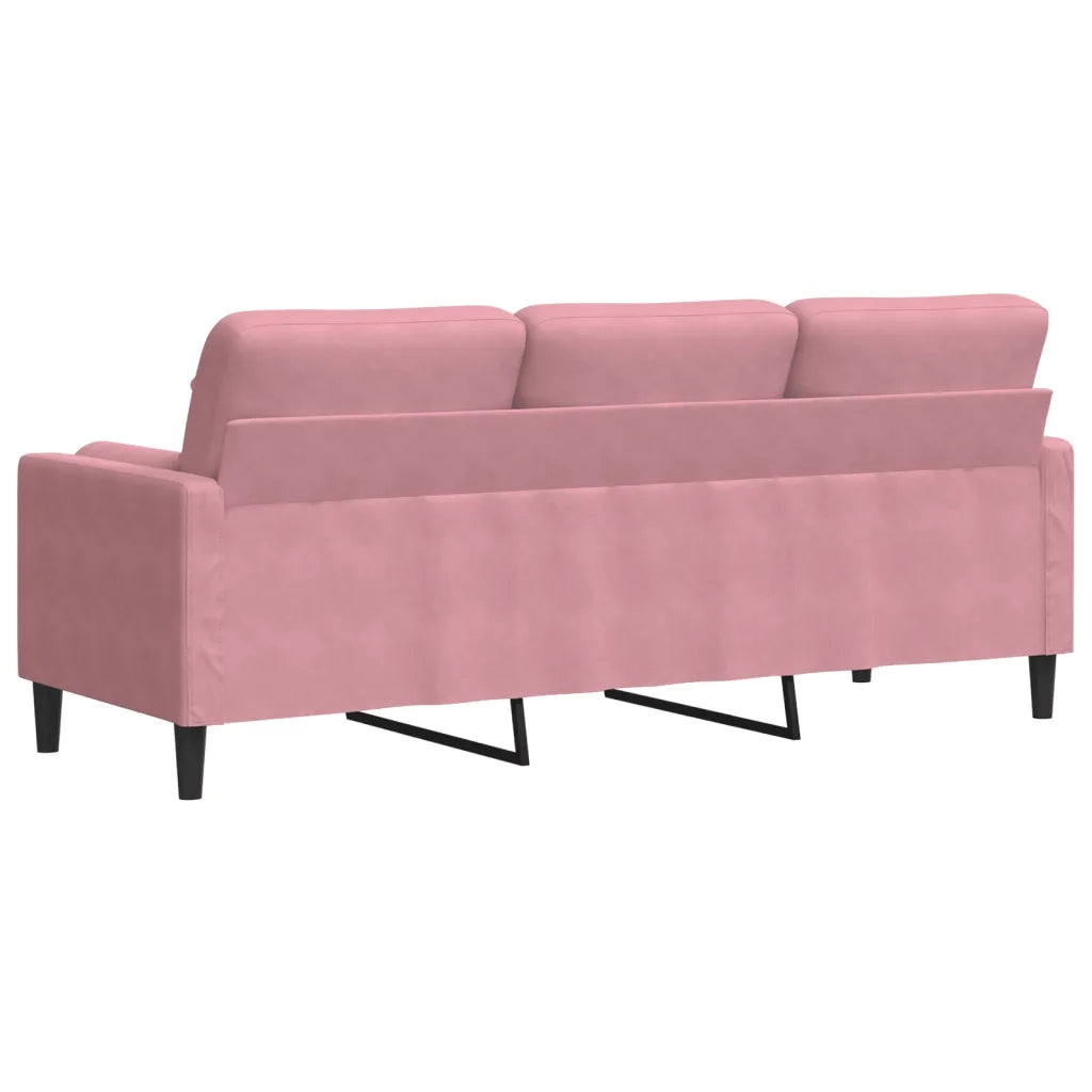 Divano a 3 Posti con Cuscini-Sofa 3 Posti con Cuscini Rosa 180 cm in Velluto 129492