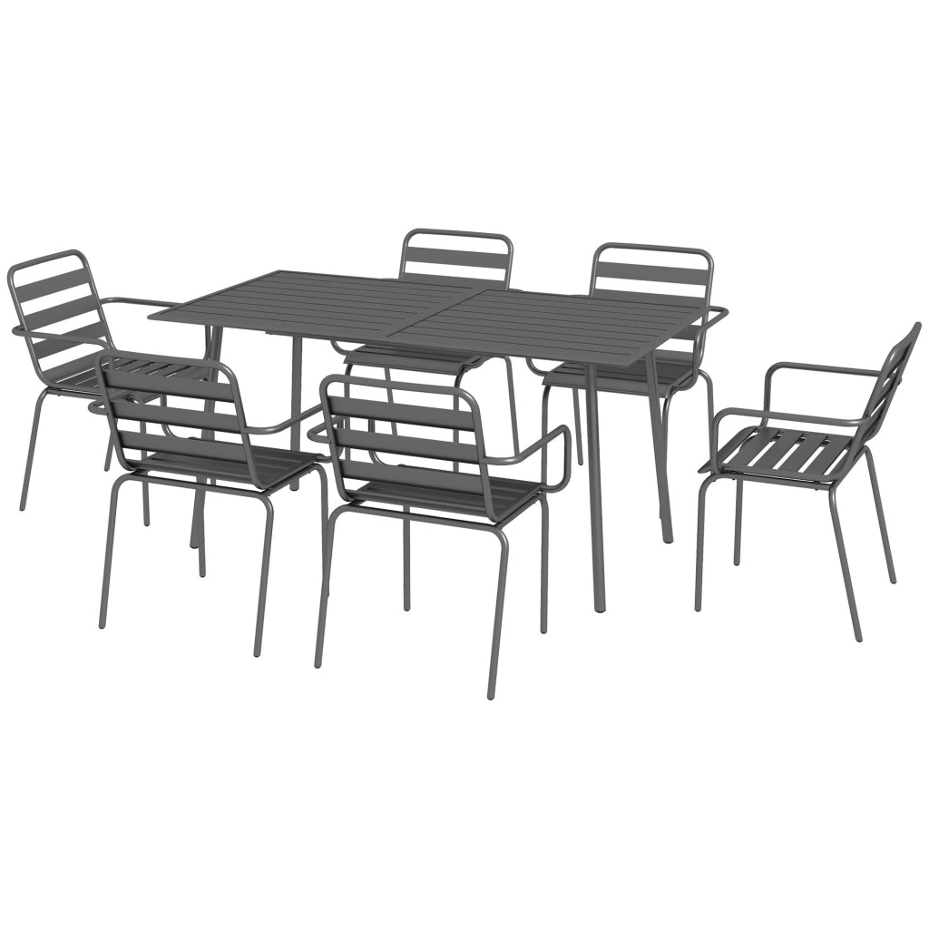 Set pranzo giardino 7 pezzi con tavolo e 6 sedie impilabili ¨C Xylo ¨C acciaio grigio antracite
