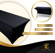 Tavolo quadrato di spandex in tessuto di lino nero - 6 piedi Tavolo pieghevole per decorazione di matrimonio con tessuto di spandex