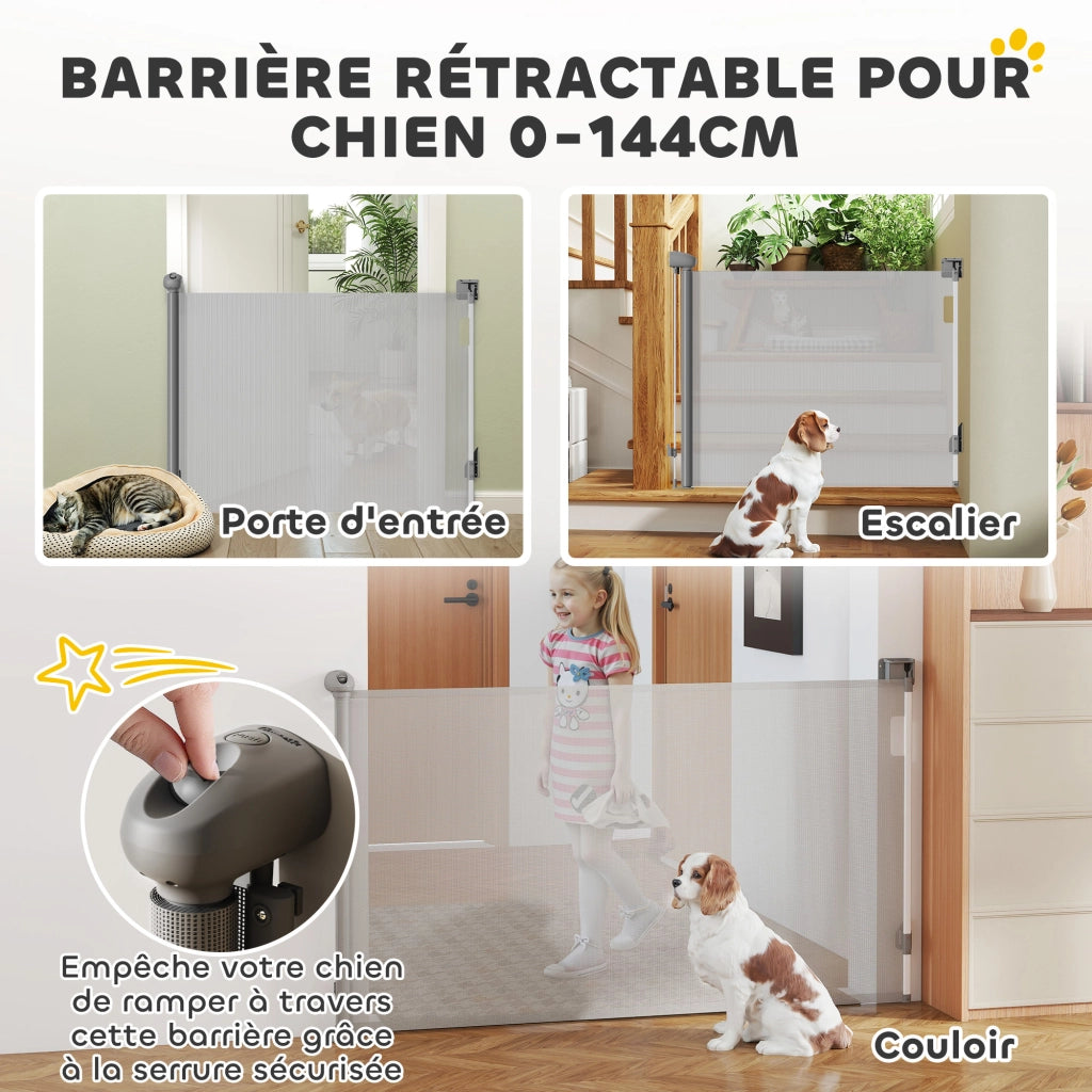 Barriera Retrattile per Cani ¨C Zephmum ¨C Grigio 149 cm