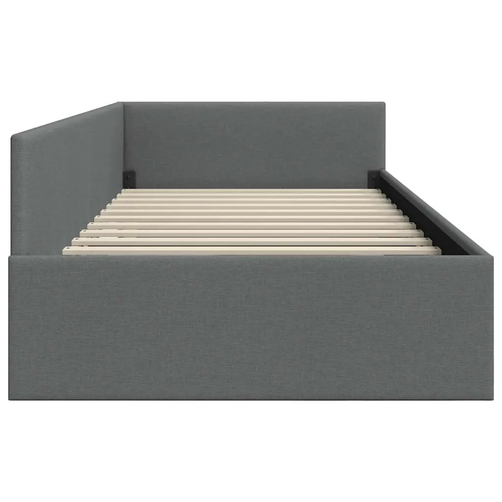 Cornice del letto ad angolo Grigio scuro 90 cm x 200 cm Tessuto