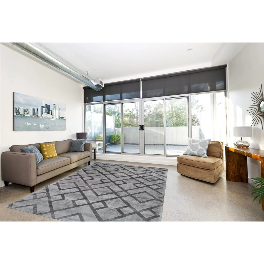 Tappeto di lusso 310 in viscosa verde e grigio