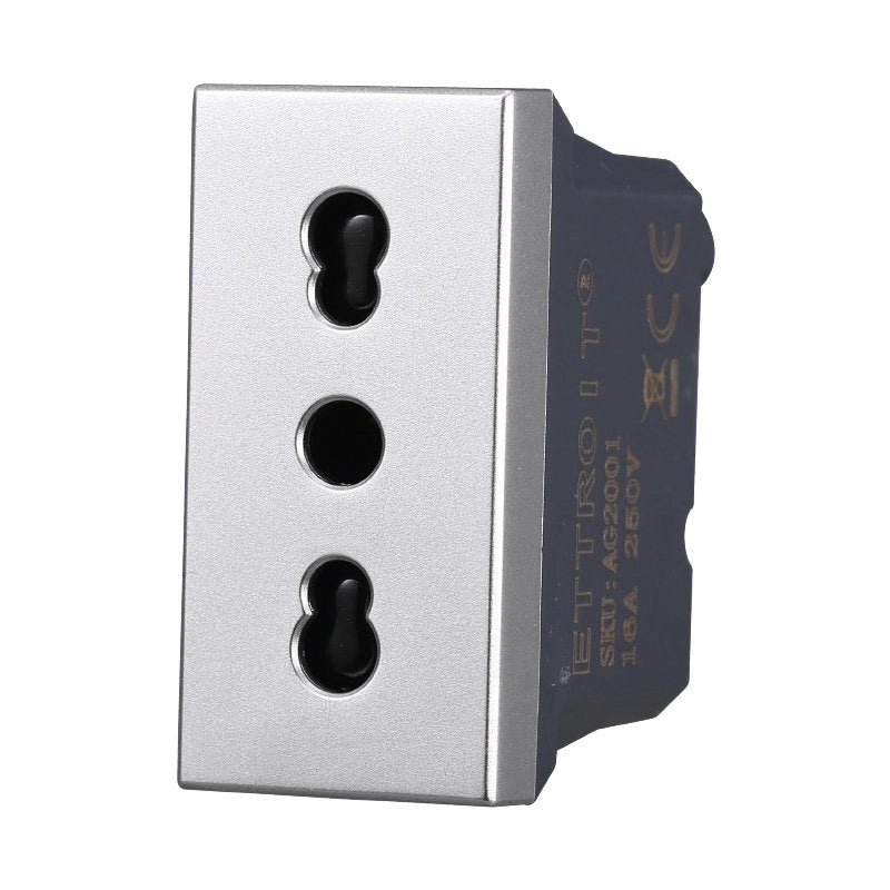 Presa Bipasso Bivalente 2P+T 10/16A Colore Grigio Compatibile Con Bticino Axolute
