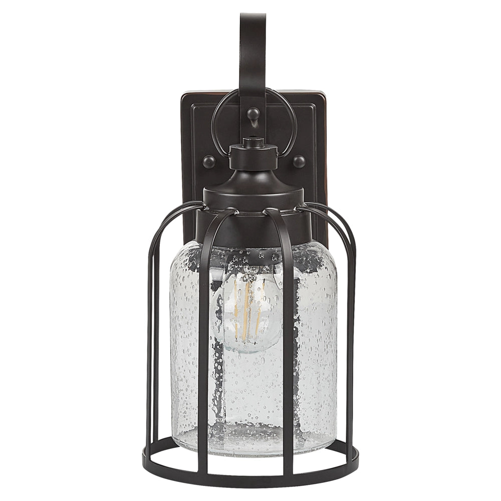 Lampada da parete esterna in metallo nero e vetro 36 cm stile retrò giardino esterno