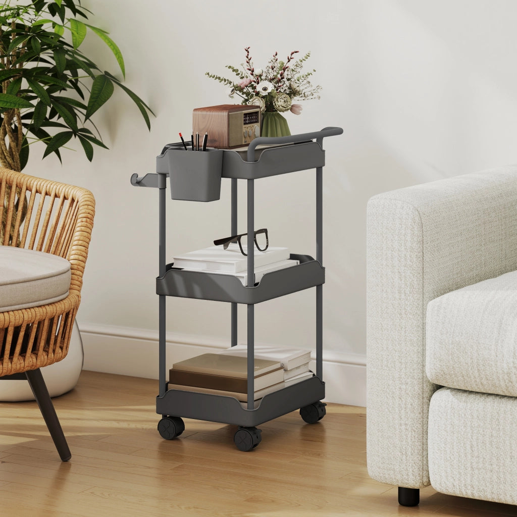 Carrello Portatile a 3 Livelli con Cestelli ¨C Minimal ¨C Grigio