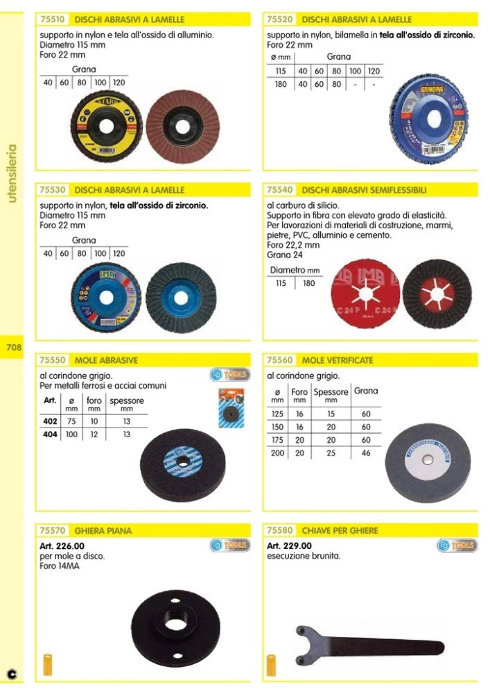 10pz disco abrasivi a lamelle mm.115x22 gr. 80 cod:ferx.55899