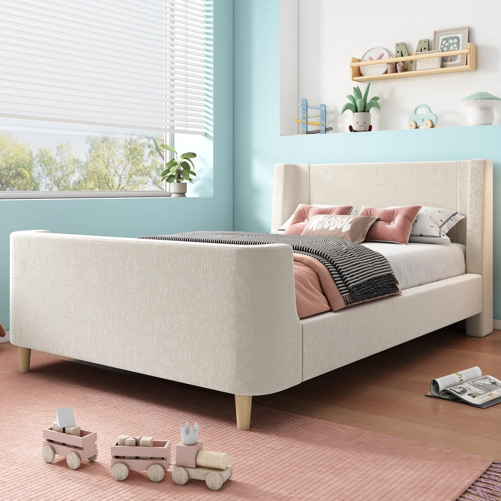 letto singolo velluto beige 90 x 200 cm