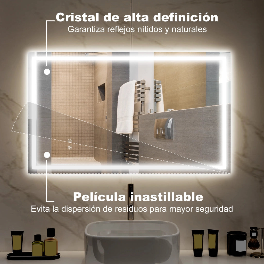 Specchio da Bagno LED Antivaho ¨C Zephmum ¨C 100x60 cm Bianco