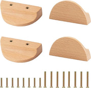 Maniglie per cassetta di armadio in legno di betulla, 4 pezzi, maniglia a mezzaluna in legno di betulla, hardware per cassetta di armadio, maniglia a doppio foro per cassetta di armadio o guardaroba