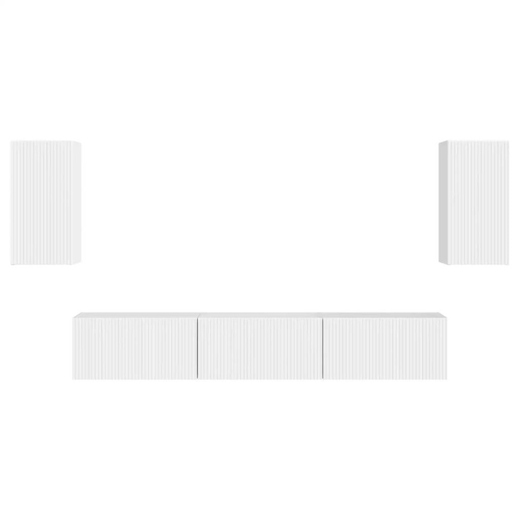 Set mobile TV 5 pz | Armadietto TV | Mobile Porta TV Bianco Lucido Legno multistrato