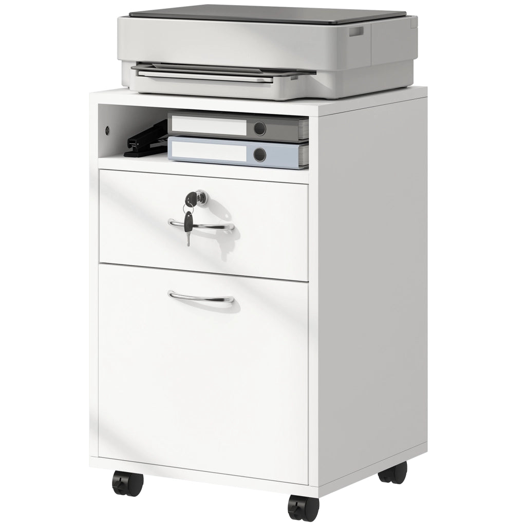 Cassettiera per Ufficio con Ante e Cassetti ¨C Minimal ¨C Bianco 40x35x60 cm