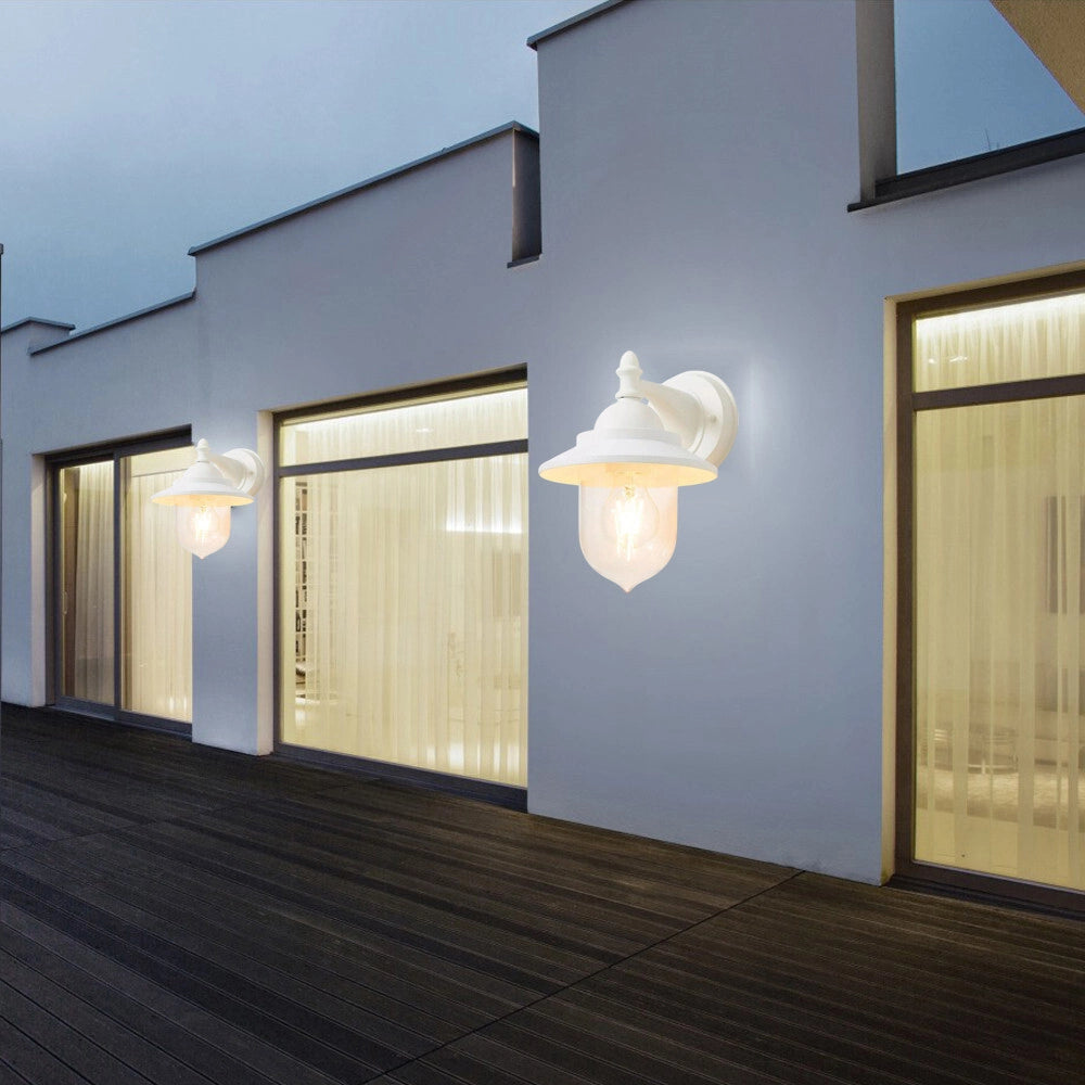 Trade Shop - Lanterna A Parete Stile Retrò Lampada Da Muro Per Giardino Facciate E27 Ip44 524wa-b247 - Bianco