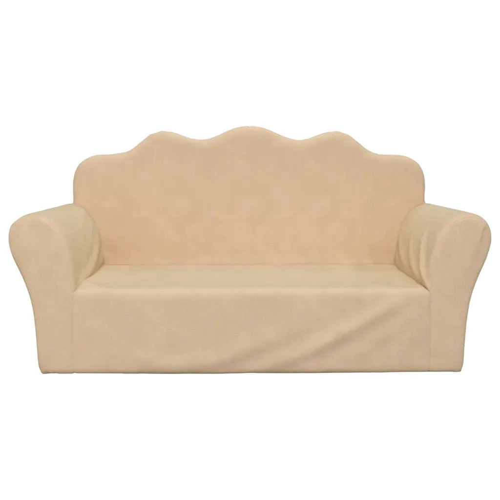 Divano per Bambini a 2 Posti Crema in Morbido Peluche 357049