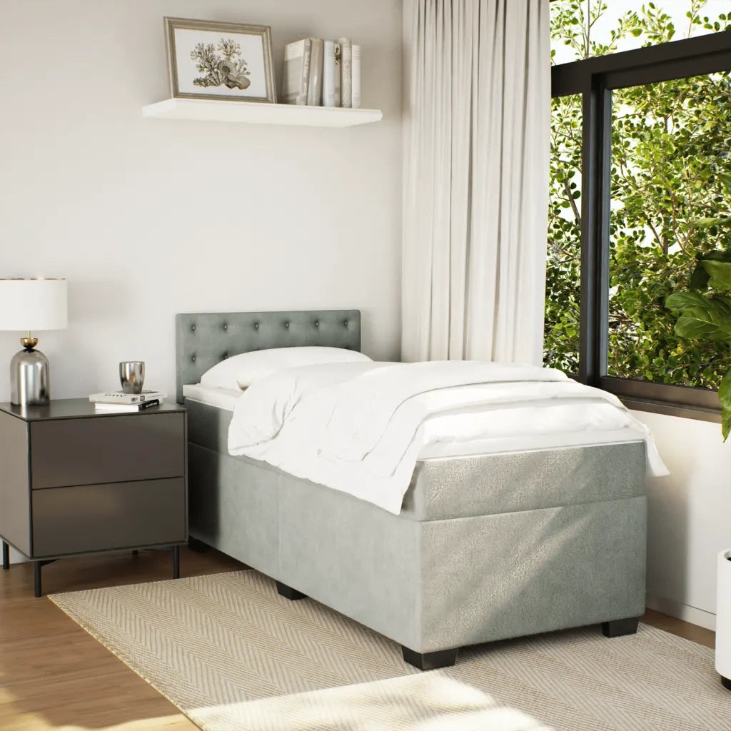 Giroletto a Molle con Materasso-Struttura Letto Grigio Chiaro 90x200 cm Velluto 415291