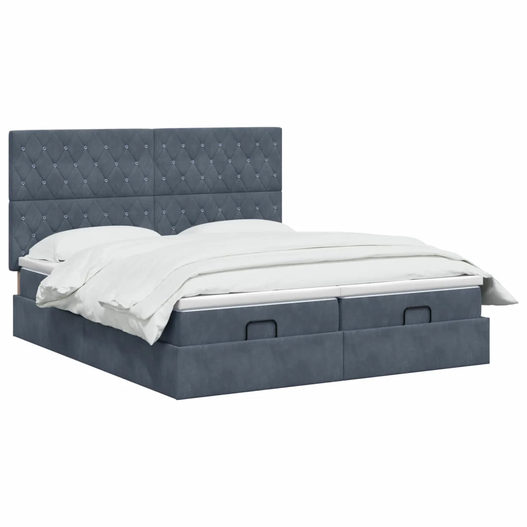 Letto Ottomano con Materasso e LED Grigio Scuro 200 x 200 cm 3458485