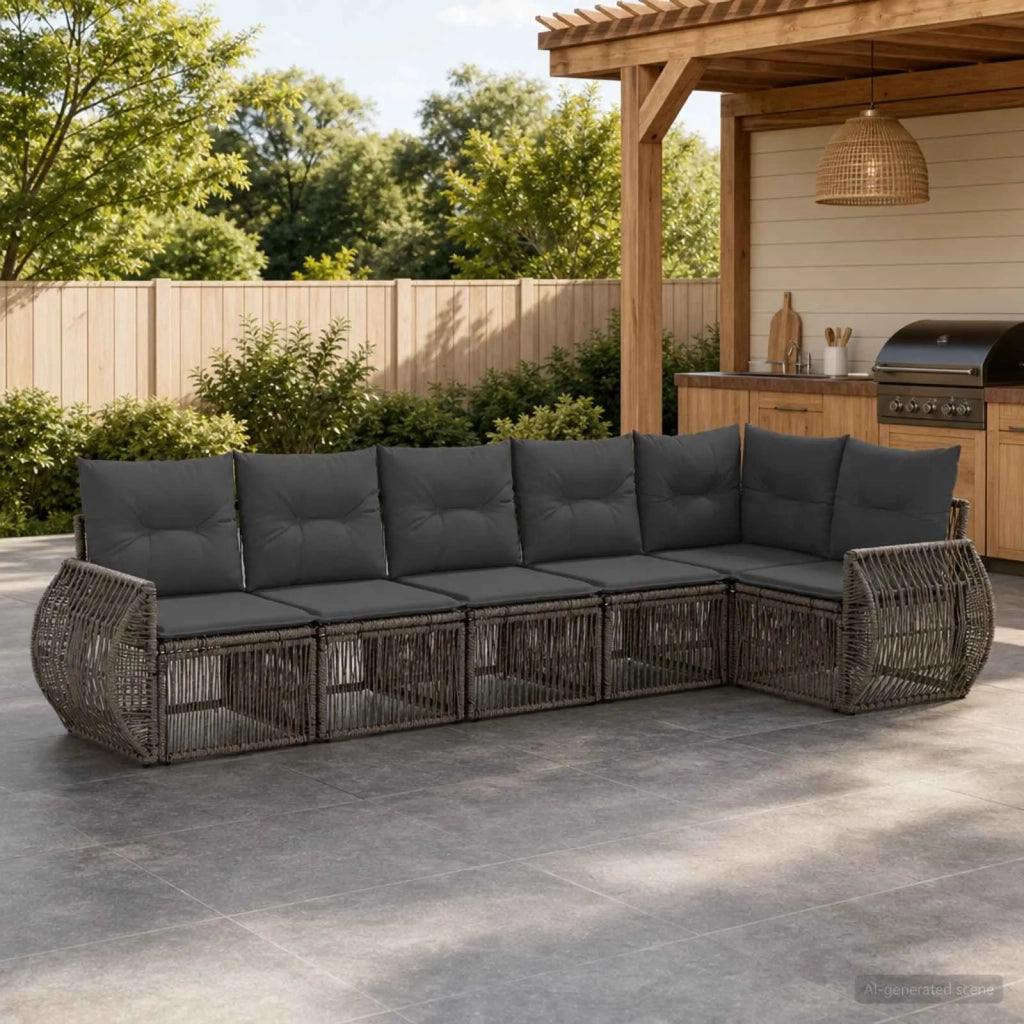 Set Divano da Giardino 6 pz Grigio e Grigio Scuro polyrattan 3435422
