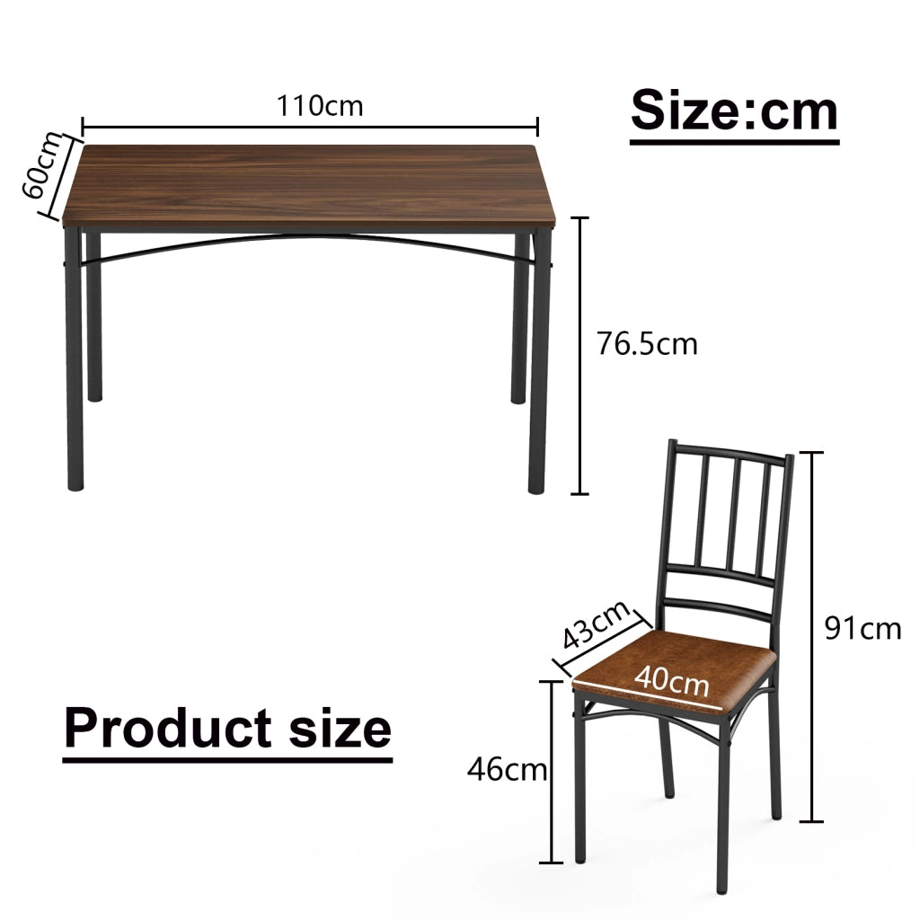 Tavolo da Pranzo con 4 Sedie ¨C MINIMAL ¨C Noce, 110x60x76.5 cm