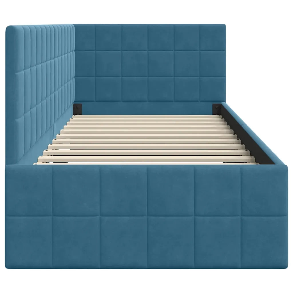 Cornice del letto ad angolo Blu 80 cm x 200 cm Velluto 42016367
