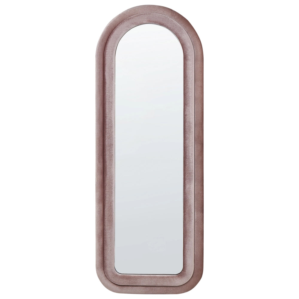 Specchio da parete rosa con cornice in MDF, vetro 60 x 160 cm, forma irregolare, pezzo decorativo da parete, stile moderno.