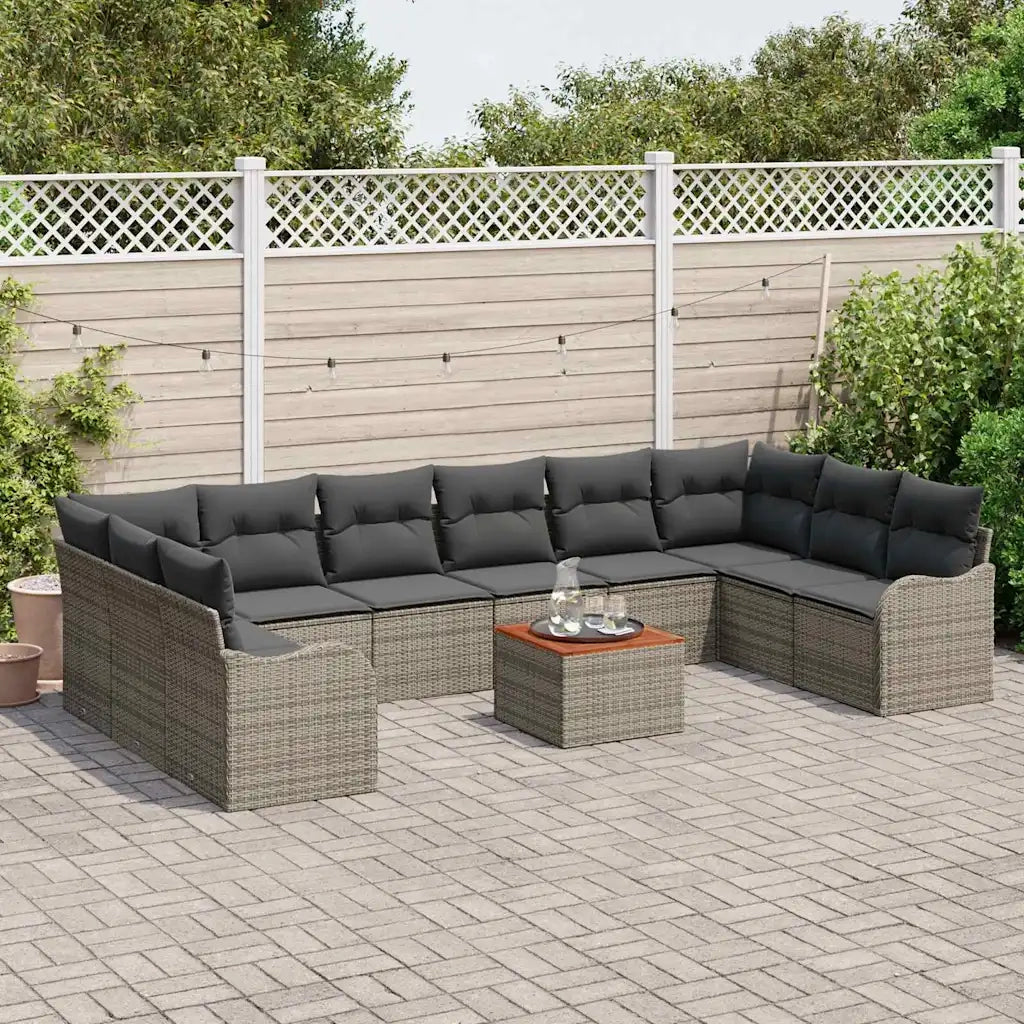 Set Divano da Giardino 11 pcs Grigio polyrattan