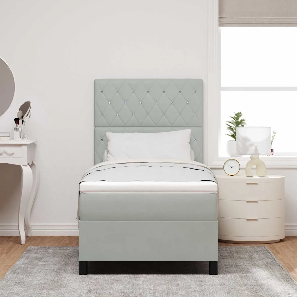 Letto a Sorgente LED Grigio chiaro 100 x 200 cm Tessuto