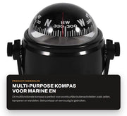 Kompas Multifunzione per Barche e Caravan - Materiale ABS - Colore Nero/Bianco - Diametro 6 cm - Incluso Plettro e Viti - Kompas Navigatore