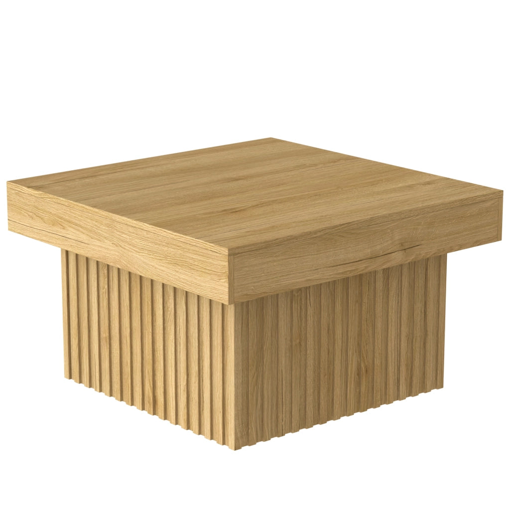 Tavolino quadrato con 1 vano aperto, stile moderno per soggiorno, in MDF e truciolato, naturale, 79 × 79 × 46 cm