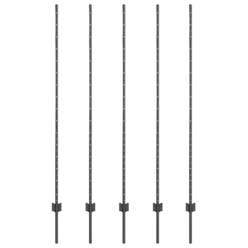 Palo della recinzione 5 pcs Grigio 150 cm Acciaio 42006286
