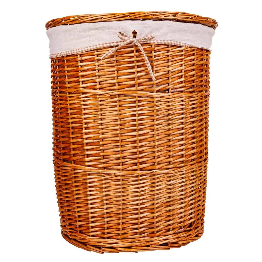 Set composto da portabiancheria e due cestini in vimini foderati marroni