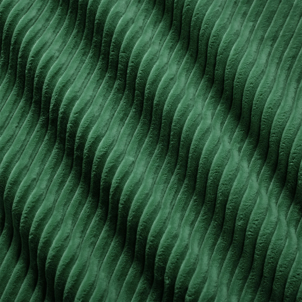 Divano angolare modulare senza struttura, rivestito in corduroy verde, con seduta profonda e comfort soffice