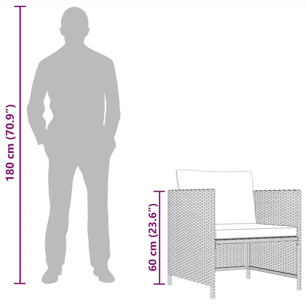 Poltrona da Giardino con Cuscini in Polyrattan Nero 313510