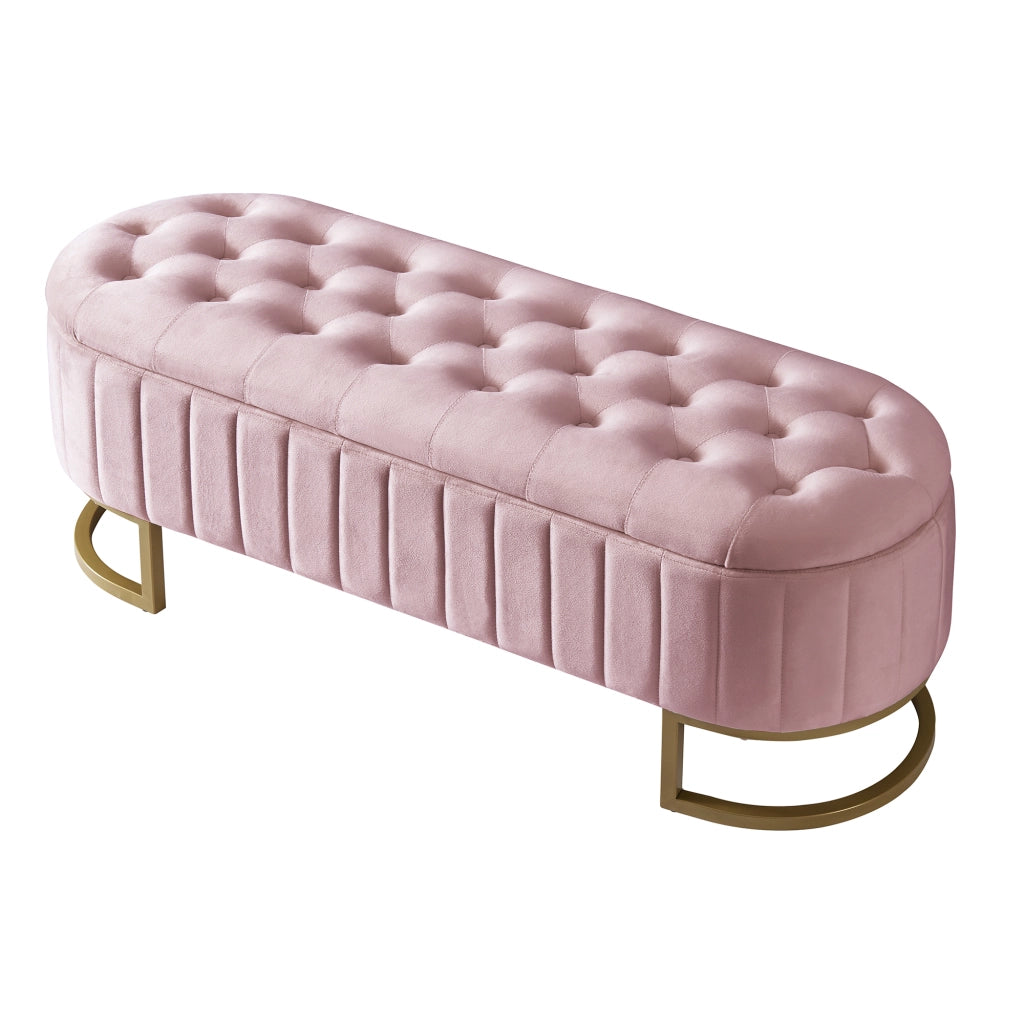 Poltrona Pouf con Contenitore ¨C MINIMAL ¨C Velluto Rosa, 120x40 cm