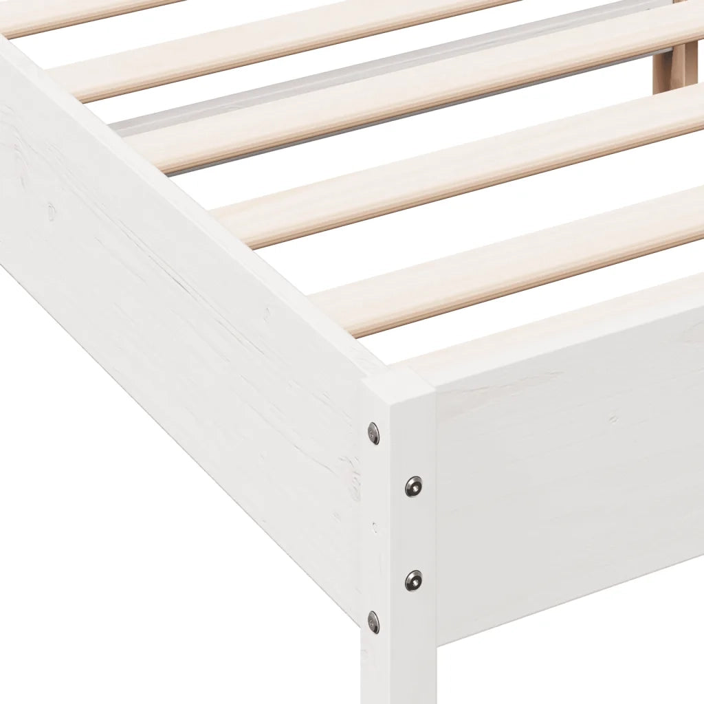 Letto matrimoniale | Letto per adulti | Giroletto senza Materasso Bianco 150x200 cm Legno Massello Pino